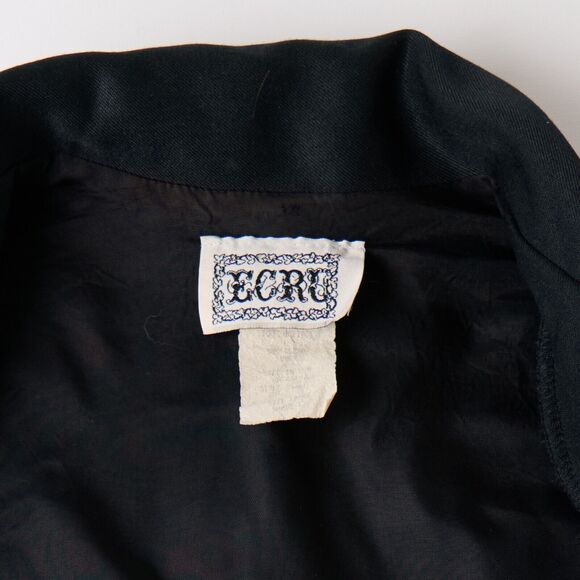 Vtg Y2K Ecru Blazer Womens L Fitted Button Up Goth Academia Jacket Whimsigoth - Picture 6 of 10